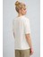 Kadın Ekru Beyaz %100 Pamuk Nefes Alan Bisiklet Yaka Regular Fit Normal Kesim Baskisiz Basic T-Shirt 2