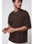 Erkek Kahverengi Animal Life Baskılı Oversize Salaş T-Shirt 3