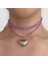 Vintage Big Heart Pembe Ipli Silver Kolye Choker Aksesuar Takı Hediyelik 1