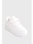 Günlük Unisex Çocuk Şeritli Beyaz Sneaker Cırtlı Hafif Rahat Spor Ayakkabı 2