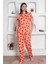 Farya Home Dreamy Pamuklu Biyeli Kalp Desenli Kısa Kollu Cepli Gömlek Pijama Takımı 1