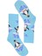 Happy Socks Ithal Özel Seri Unisex Happy Penguin Blue Ice Sock Renkli Soket Çorap 3