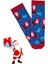 Özel Koleksiyon Unisex Yılbaşı Noel Merry Christmas Happy Dark Blue Hoho Soket Çorap 1