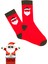 Özel Koleksiyon Unisex Yılbaşı Noel Merry Christmas Happy Red Classic Soket Çorap 1
