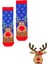 Özel Koleksiyon Unisex Yılbaşı Noel Merry Christmas Happy Blue Deer Soket Çorap 3