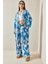 Mavi Çiçek Desenli Kimono Takım 5YXK8-48600-12 2