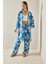 Mavi Çiçek Desenli Kimono Takım 5YXK8-48600-12 3
