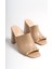 Mubiano Hakiki Deri Collection Kadın Topuklu Terlik Nude -MCBRG5692-N 1