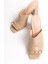 Mubiano Hakiki Deri Collection Kadın Topuklu Terlik Nude -MCBRG5692-N 5