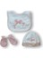 Kanaviçe Nakışlı %100 Cotton 5li Zıbın Takımı Hastane Çıkışı Pudra 3