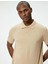 Yakalı Tişört Düğmeli Slim Fit Kısa Kollu - Koton - 4SAM10108MK - Bej - L 1