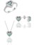 Gümüş Rodyumlu Mistik Taşlı Pırlanta Montürlü Kalp Modeli Üçlü Set SGTL12080MISTIK 1