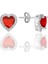 Gümüş Rodyumlu Kırmızı Taşlı Pırlanta Montürlü Kalp Modeli Üçlü Set SGTL12080KIRMIZI 4