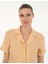 Kadın Bej Keten Karışımlı Slim Fit Crop Gömlek 50284703-VR011 2