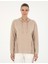 Kadın Bej Oversize Kapüşonlu Modal Kumaş Sweatshirt 50283295-VR011 3