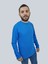 Erkek Waffle Uzun Kol Saks Mavisi Sweatshirt 2