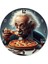 Pizza Yiyen Albert Einstein Akarlı Duvar Saati 1