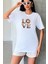 Leopar Love Donut Baskılı Yapay Zeka Tasarımı Penye Oversize %100 Pamuk Kadın T-Shirt 1