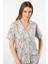 3395 Kadın Kısa Kollu Gömlek Pijama Takım-Gri 3