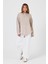 Kadın Alina Naturel Oversize Keten Gömlek 2