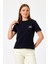 Kadın Night Siyah Bisiklet Yaka Yazı Baskılı T-Shirt 1