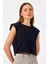 Kadın Lisa Siyah Vatkalı Crop T-Shirt 2