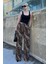 Bej Ayarlanabilir Bel Leopar Desenli Bol Paça Pantolon MG2095 4