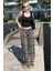 Krem Ayarlanabilir Bel Leopar Desenli Bol Paça Pantolon MG2095 3
