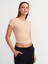 30938 Düğme Detaylı Crop Top-Açık Bej 1