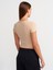 30938 Düğme Detaylı Crop Top-Açık Bej 2