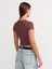 30938 Düğme Detaylı Crop Top-Kahve 2