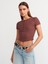 30938 Düğme Detaylı Crop Top-Kahve 3