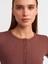 30938 Düğme Detaylı Crop Top-Kahve 4