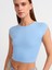 30528 Pamuk Ve Modal Karışımlı Crop Top-Mavi 1