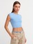30528 Pamuk Ve Modal Karışımlı Crop Top-Mavi 4