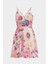 Askılı Gipe Detaylı Cut Out Çiçek Desenli Mini Kadın Elbise 1
