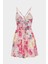 Askılı Gipe Detaylı Cut Out Çiçek Desenli Mini Kadın Elbise 2