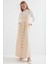 Kadın Bej Askılı Düğme Detaylı Cepli Kuşaklı Uzun Elbise HZL24S-BD124901 1
