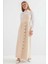 Kadın Bej Askılı Düğme Detaylı Cepli Kuşaklı Uzun Elbise HZL24S-BD124901 2