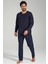Erkek Uzun Kol Lacivert %100 Pamuk Pijama Takımı C9T8N6O1 1