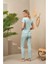 25192 Kadın Yuvarlak Yaka Düğmeli Dantel Detaylı Pijama Takım 4