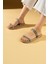 Parlak Taşlı Ince Bantlı Hasır Taban Comfort Kadın Sandalet 020-755-24 3