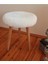 Gürgen Ahşap Retro Ayak Dekoratif Beyaz Peluş Puf Tabure Bench Koltuk Sandalye 2
