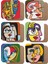 Major Selection Picasso Tarz Modern 6lı Ahşap Bardak Altlığı Seti 2