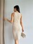Fitilli Basic Elbise Bej 3