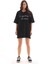 Unisex Bisiklet Yaka Baskılı Oversize T-Shirt - Siyah 3