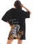 Unisex Bisiklet Yaka Baskılı Oversize T-Shirt - Siyah 5