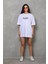 Unisex Bisiklet Yaka Baskılı Oversize T-Shirt - Beyaz 4