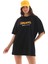 Unisex Bisiklet Yaka Baskılı Oversize T-Shirt - Siyah 4