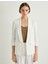 Blazer Ceket Drapeli Kollu Cepli Viskon Keten Karışımlı Standart Kesim 4SAK50131PW 2